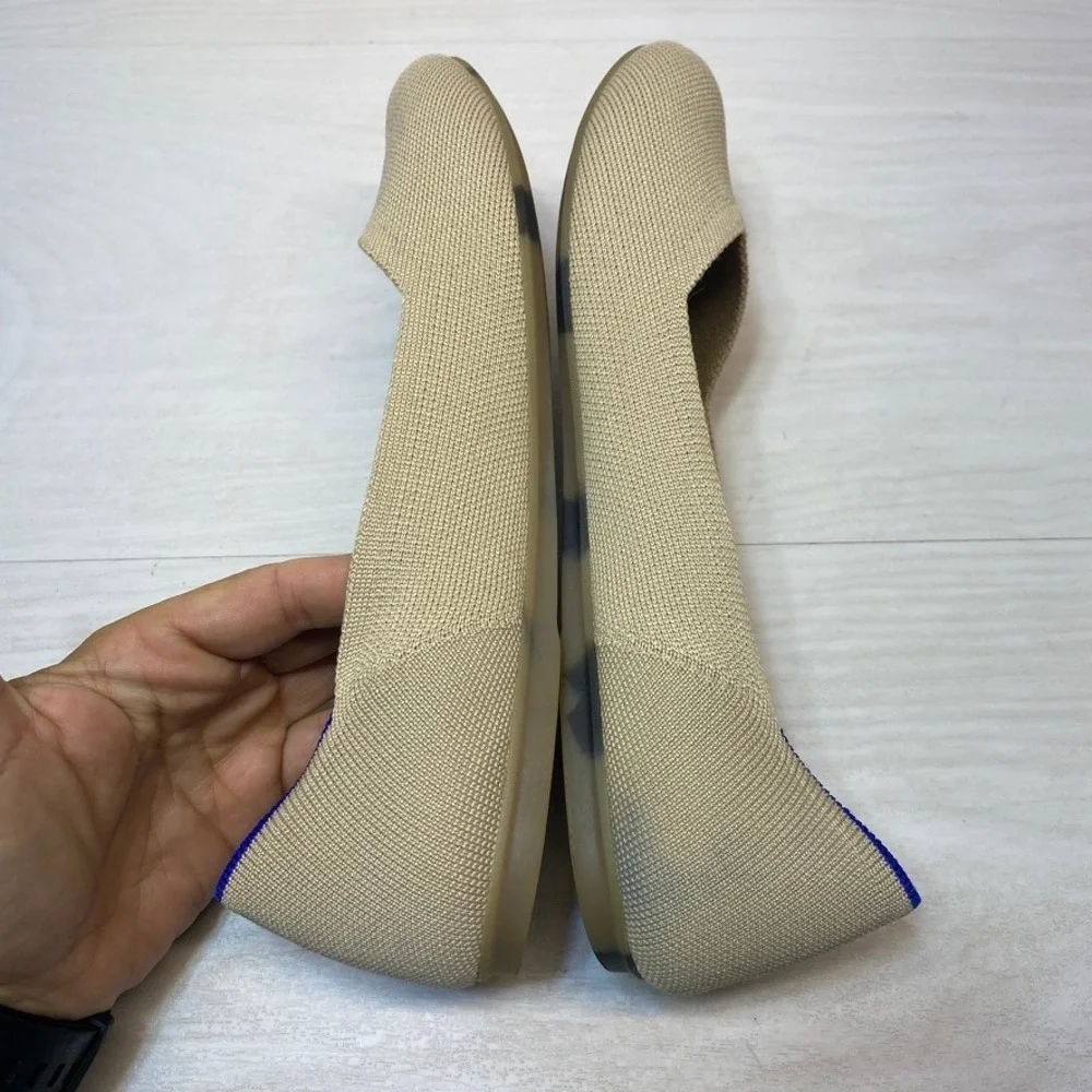 Rothy's Womens 9.5 The Point Flats Sustainable Knit Sand Tan Beige Shoes
